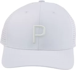 PUMA Men's Tech P Snapback Golf Hat -Professional Golf Equipment Store 02442304 AshGrey FRT