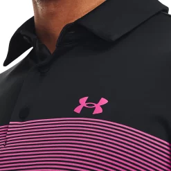 Under Armour Men's Playoff 3.0 Stripe Golf Polo -Professional Golf Equipment Store 1378676 003 BlackJetGrayRebelPink MODDET
