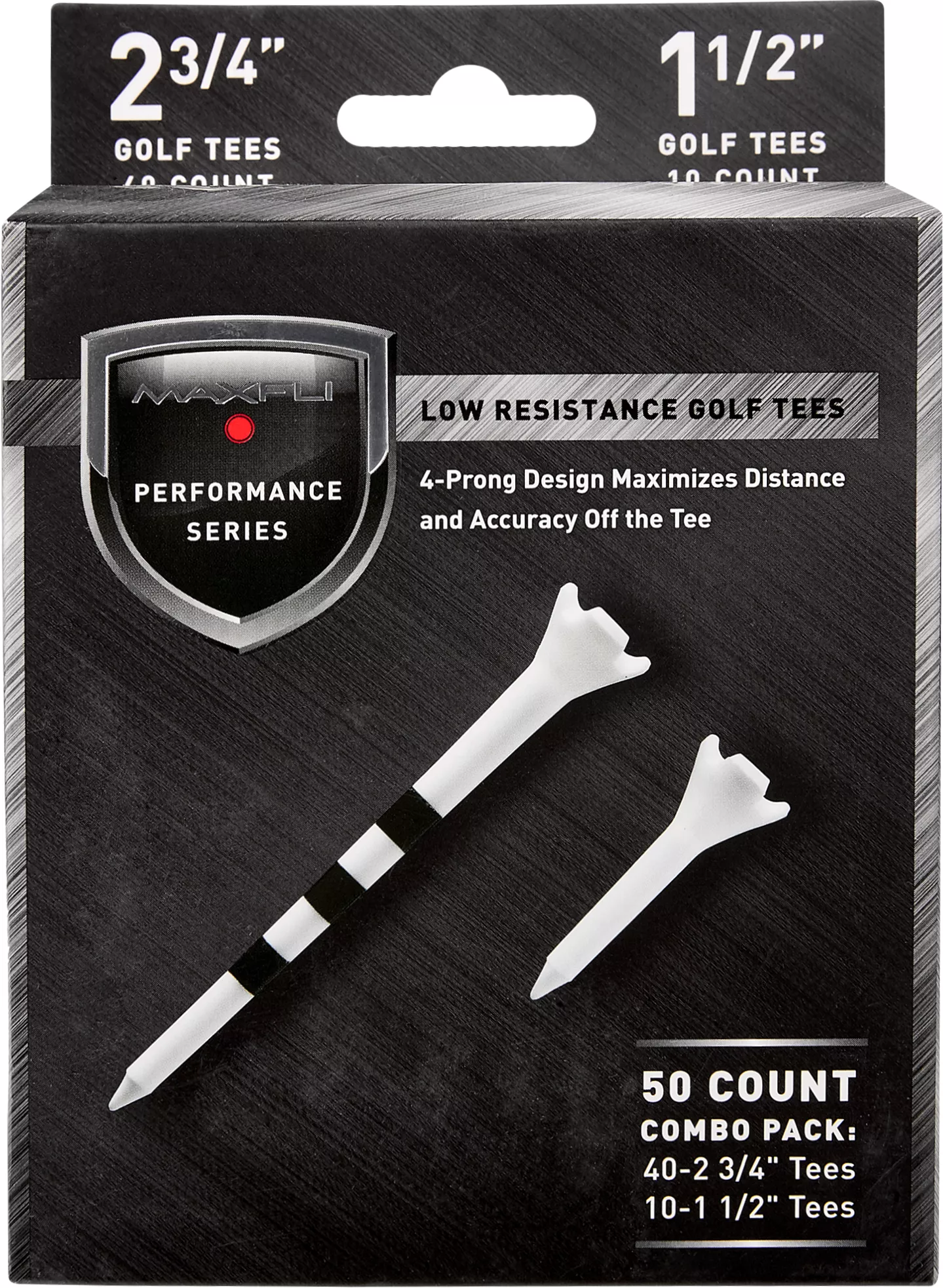 Maxfli Performance Series Low Resistance 2.75” & 1.5” White Golf Tees – 50-Pack 1 Maxfli Performance Series Low Resistance 2.75” & 1.5” White Golf Tees – 50-Pack