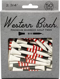 Western Birch Signature Crimson 2.75" Golf Tees - 50 Pack