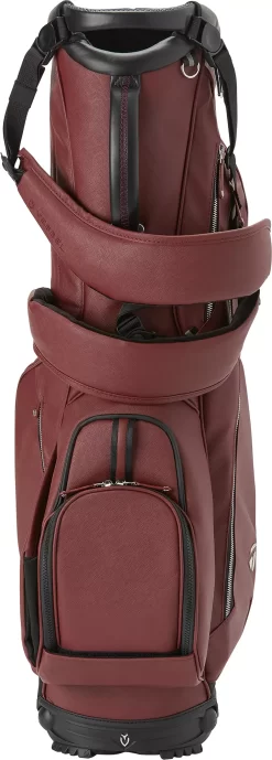 TaylorMade 2022 Vessel Lite Lux Stand Bag -Professional Golf Equipment Store 22VESSELLLSB V9709101 Burgundy FRT
