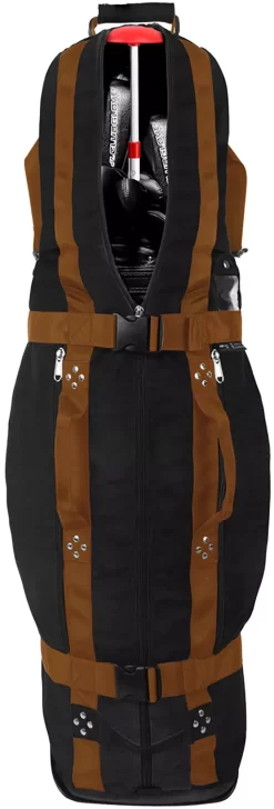 Club Glove Last Bag Collegiate Travel Cover With Stiff Arm -Professional Golf Equipment Store CGLBCOLLEGIATE TBLC2036 BLACKCOPPER OPN