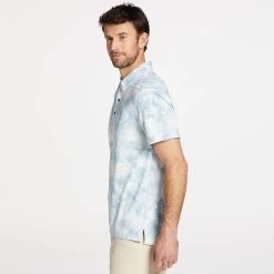 VRST Men's Floral Mesh Print Golf Polo -Professional Golf Equipment Store MVG10011 FloralBlueAgate MODSDE