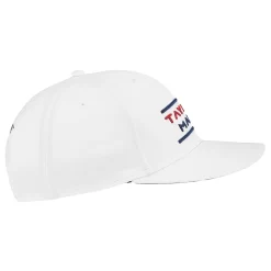TaylorMade Men's Stretchfit Flatbill Golf Hat -Professional Golf Equipment Store TD661 WHT White SDE alt1