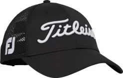 Titleist Men's 2022 Tour Performance Mesh Golf Hat -Professional Golf Equipment Store TH22ATPM 001 BlackBlackWhite FRTR
