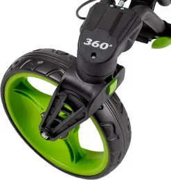 TourTrek 360 3-Wheel Push Cart -Professional Golf Equipment Store TT360CHLM18 TT360LIM18 CharcoalLime DET