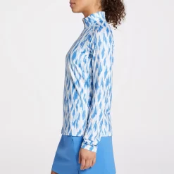 Lady Hagen Women's Printed UV Long Sleeve Golf 1/4 Zip -Professional Golf Equipment Store WGH11440PS23 BlueIkat MODSDE