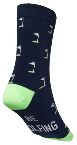 Walter Hagen Men's Novelty Crew Golf Socks - 2 Pack -Professional Golf Equipment Store WHG15416 NavyGrey BCK